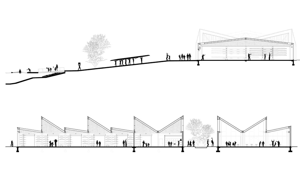 Eleanor Boathouse Section Drawing, designed by Studio Gang