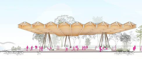 Tom Lee Park Canopy Section Sports, designed by Studio Gang and SCAPE