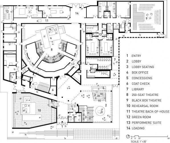 Writers Theatre Floor Plan Drawing, designed by Studio Gang