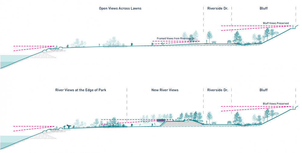 Tom Lee Park Views Diagram, designed by Studio Gang and SCAPE