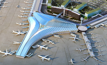 O'Hare Global Terminal Birds Eye View Rendering, architecture by Studio Gang